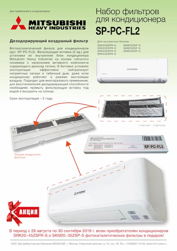  Фильтры для кондиционеров Mitsubishi Heavy серий ZSPR-S и SKM ZSP-S